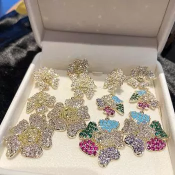 Серьги Light Luxury Atmosphere Exaggerated Long Flower, ретро, элегантный темперамент, популярные серьги розовый