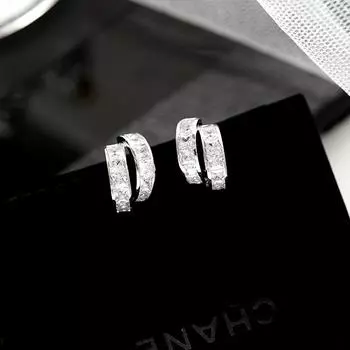 Серьги Liyu женские простые атмосферные геометрические двойные круглые серьги-гвоздики из циркония холодный ветер популярные ювелирные изделия золотой