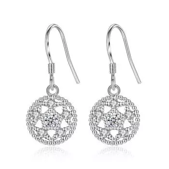 Серьги-лотосы, женские круглые посеребренные серьги-гвоздики, милая и модная подвеска-крючок в виде семян лотоса