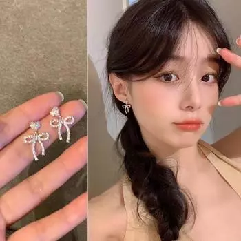 Серьги Love Bow, женские новогодние серьги Tide, темперамент, продвинутое чувство, изысканные серьги, женская вспышка