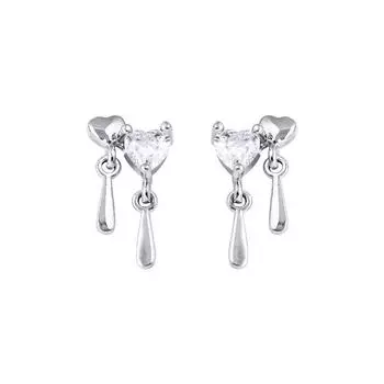 Серьги Love Double-Click с цирконами, милый нишевый дизайн, уникальные, асимметричные серьги-капли в форме сердца Sweet Fairy Gas