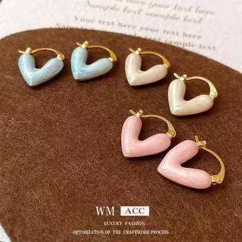 Серьги Love Drops из настоящего золота с гальваническим покрытием из масла и милыми и изысканными серьгами из Японии и Южной Кореи 4#