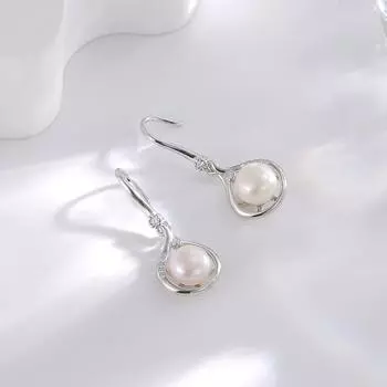 Серьги Love из серебра 925 пробы с натуральным пресноводным жемчугом, женские серьги Guochao, ретро-серьги премиум-класса, подарок для девушки 925 Silver