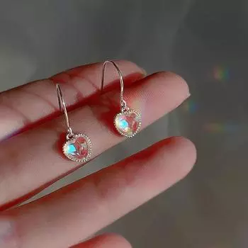Серьги Love из стерлингового серебра S925 с цветным градиентом лунного света и камнями