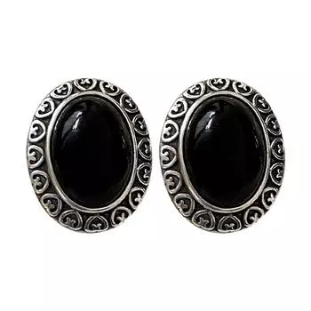 Серьги Love Lace Black Agate, овальные серьги, тайские универсальные серьги в стиле ретро для женщин