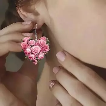 Серьги Love Rose креативный дизайн фестивальный подарок One Size