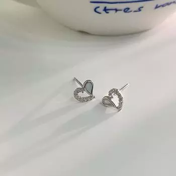 Серьги Love с бриллиантами в виде ракушек, мини-изысканные серьги в форме сердца, универсальный дизайн