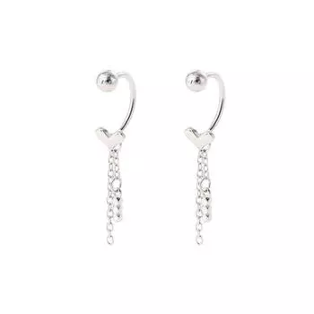 Серьги Love Tassel с винтовой пряжкой, женские милые модные съемные серьги-гвоздики, длинные серьги-сердечки с подвеской сзади Copper (One Price)