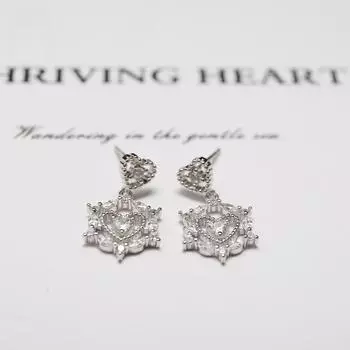 Серьги Love Trendy Geometric Heartshaped Series Retro Ins Women s Diamond Earrings