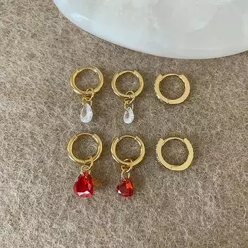 Серьги Love Water Drop из трех частей с пряжкой из циркония для ушей, женские, маленькие, изысканные, простые, модные, темпераментные, элегантные, универсальные