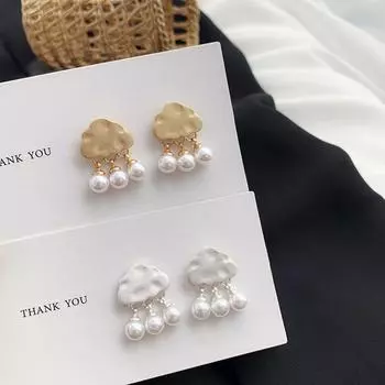 Серьги Lovely Cloud Pearl Серьги Temperament Wild Simple Серьги золотой