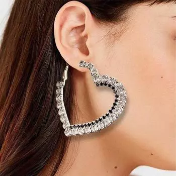 Серьги «Любовь», модная индивидуальность. Простые серьги с бриллиантами. Европейские и американские модные аксессуары для женщин. серебряный