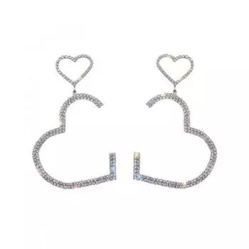 Серьги «Любовь» знаменитостей в Интернете, длинная цепочка с когтями, серьги с двойным персиковым сердцем, увеличенные серьги для женщин, универсальные серебряный