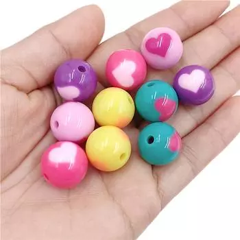 Серьги «Любовное сердце» для изготовления браслетов, модные двусторонние однотонные ювелирные аксессуары «сделай сам», материалы 16 мм, 10 шт., ожерелье ручной работы, акриловые бусины красный