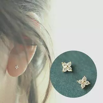 Серьги Lucky Clover из стерлингового серебра S925 с бриллиантами, маленькие, свежие, простые серьги для женщин 1 pair золотой