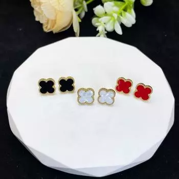 Серьги Lucky Four -Leaf High-End, роскошные универсальные серьги, модные женские серьги, ювелирные изделия белый