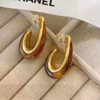 Серьги Майяр C-образные коричневые дизайнерские премиальные серьги-кольца легкая роскошь весна и лето