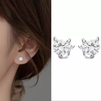 Серьги «Маленький дьявол», женская корейская версия, серия Mori, маленький свежий бриллиантовый котенок, милые кошачьи уши, аксессуары для подружек и подруг