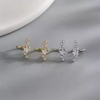 Серьги-манжеты для ушей Satr без пирсинга для женщин 1 шт. серебряный цвет кристалл клипса для ушей орбитальная не прокалываемая серьга модные ювелирные изделия A7