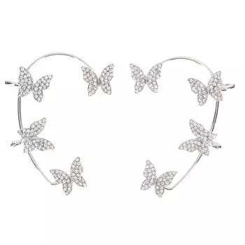 Серьги-манжеты, манжеты со стразами, манжеты-бабочки, женские альпинистские серьги без крючка, зажимы для ювелирных изделий, застежка на зажимы без пирсинга