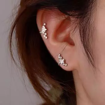 Серьги-манжеты со снежинками и цирконием для женщин, очаровательные не пирсинговые хрящи, клипсы для ушей, ювелирные изделия, подарки