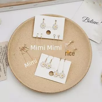 Серьги-маргаритки из серебра 925 пробы - корейская мода, милый дизайн в виде подсолнуха с клипсами