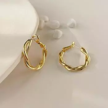 Серьги металлические витые Ins Niche Design Sense нерегулярные золотые серьги темперамент легкие роскошные серьги золотой