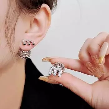 Серьги Micro Set с буквами M из циркона и женственные легкие роскошные индивидуальные геометрические серьги