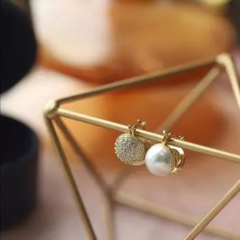 Серьги Micro Set с цирконовым жемчугом и двусторонними серьгами, женственные и модные геометрические ювелирные серьги