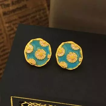 Серьги Mihmily с мятно-зелеными маргаритками, свежие и стильные