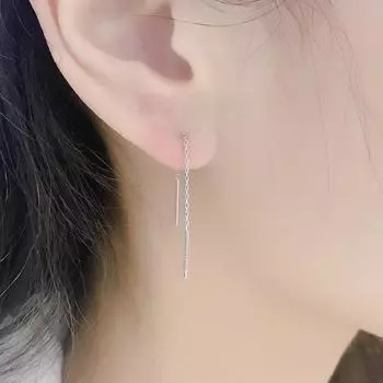 Серьги-мочки для ушей из серебра 925 пробы, модные женские длинные элегантные серьги для похудения на маленькое лицо, серебряная линия ушей 925 белый