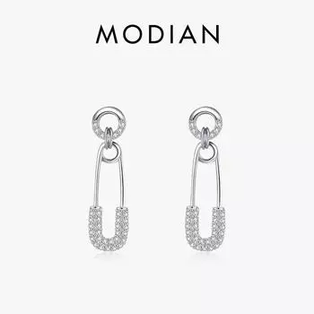 Серьги Modian из стерлингового серебра 925 пробы для женщин и девочек, ослепительные серьги-гвоздики с прозрачным цирконием, свадебные ювелирные украшения серебряный