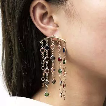 Серьги Модные и персонализированные цветные длинные серьги-кисточки со стразами разноцветный