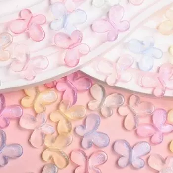 Серьги Модные Изготовление DIY Ожерелье Акриловые Прозрачные Бусины 100 Шт. Ювелирные Аксессуары Материалы Бабочка Сверкающая 100Pcs разноцветный