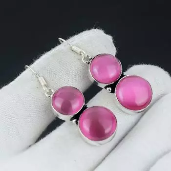 Серьги Monalisa с драгоценными камнями, Ювелирные серьги ручной работы из стерлингового серебра 925 пробы, Кристаллы Monalisa, серьги для женщин, серьги Monalisa для нее 2.16 розовый