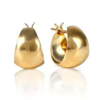 Серьги Moon, маленькие, сделаны в Японии, бесконтактные, подарочные аксессуары One Touch, желтое золото K18, платина 900 x желтый [OKKO] (10мм 7мм/18К золото)