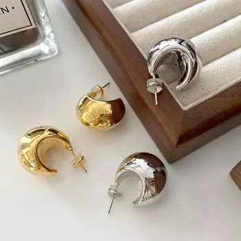 Серьги Moon Semicircular, глянцевые, элитные, нишевые серьги, модные, индивидуальные, холодные серьги