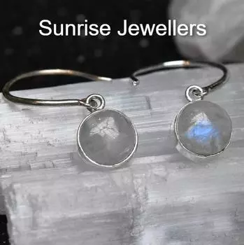Серьги Moonstone Stella Dot Ari от Sunrise Stud Earring и кольцо Huggie Hoop с подвеской • Подарок лучшему другу • Free Size белый