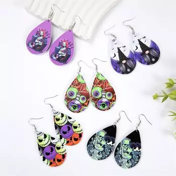 Серьги на Хэллоуин 2024 года Классические женские серьги-подвески в виде черепа из дерева Винтажные подвески Mujer 1