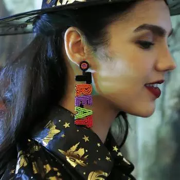 Серьги на Хэллоуин, сотканные вручную, нематериальное культурное наследие, усовершенствованные серьги ручной работы 9cm