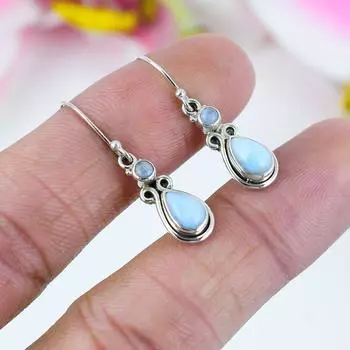 Серьги Natural Republic из стерлингового серебра 925 пробы с лунным камнем, 1,25 дюйма, g1o78
