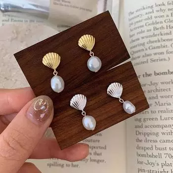 Серьги неправильной формы из стерлингового серебра 925 пробы в стиле ретро с пресноводным жемчугом