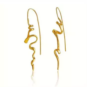 Серьги неправильной формы золотого цвета в минималистском стиле с дизайнерским дизайном, модные украшения для ушей для женщин, повседневные гламурные серьги золотой