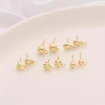 Серьги нескольких стилей, медь, 4 шт./пакет diameter:4mm *4pcs золотой