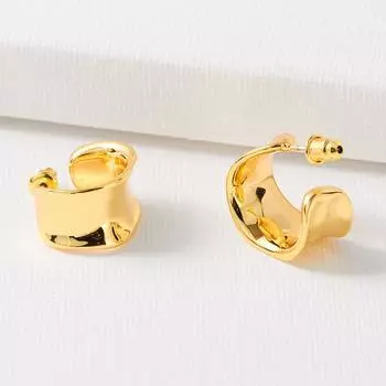 Серьги Нестандартные Широкие Серьги в форме буквы С Глянцевые Серебряные Иглы 925 Пробы Премиум Серьги-гвоздики Серьги Женские