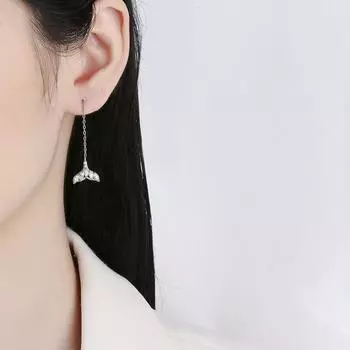 Серьги Niche Design Mermaid Tail для женщин, новые, инкрустированные бриллиантами, темпераментные, высококачественные, легкие, роскошные серьги-кабели в холодном стиле