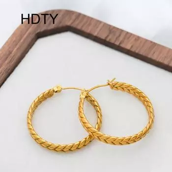Серьги Niche Design с пшеничным зерном, покрытые нержавеющей сталью 18-каратного золота, темпераментные серьги премиум-класса золотой