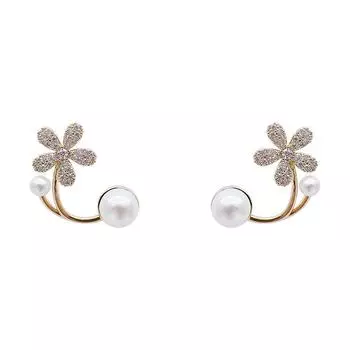 Серьги Niche Design Sense Pearl Flower, новые модные легкие роскошные маленькие серьги