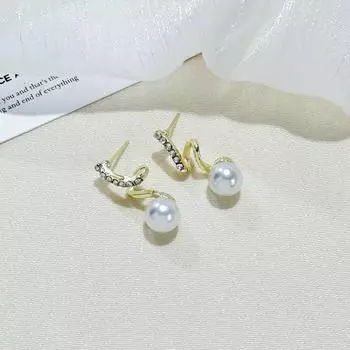 Серьги Niche Design Twisted Diamond-Set Pearl, простые универсальные серьги для женщин