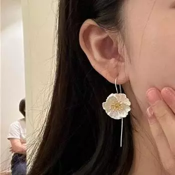 Серьги Niche Retro Poppy — уникальная и универсальная мода в американском стиле с влиянием национальных тенденций. 0985 серебряный